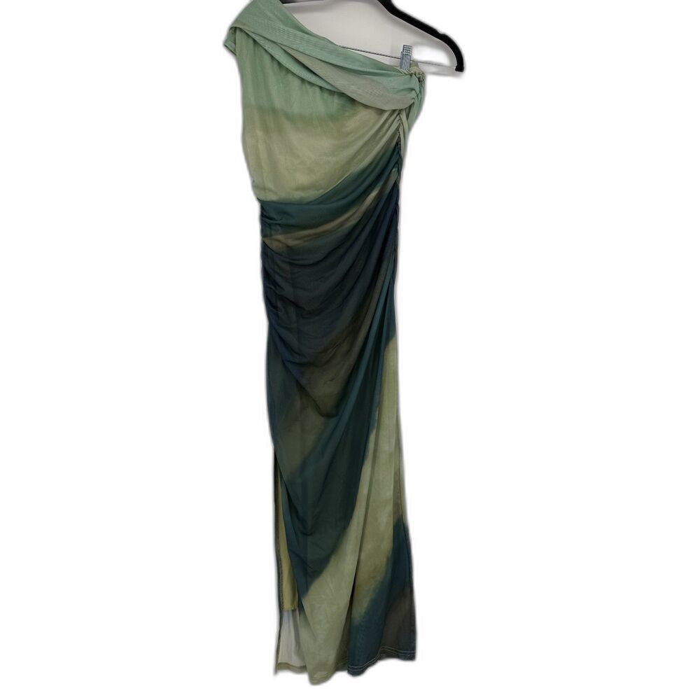 Shein Green One Shoulder Mesh Dress Size M